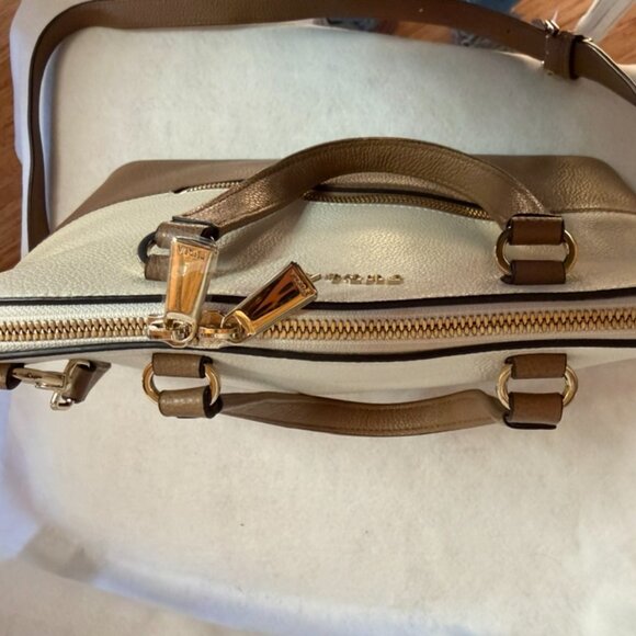 Furla Alex bag dome-shaped satchel in brown and beige leather - Picture 4 of 6